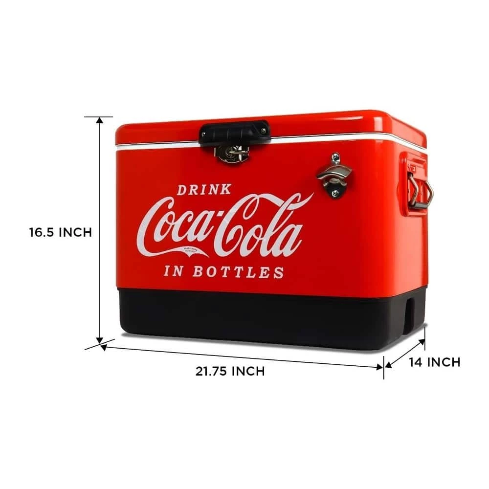 Coca-Cola Ice Chest Beverage Cooler with Bottle Opener, 51L (54 qt.), 85 Can Capacity, Red and Black by Koolatron - Image 2