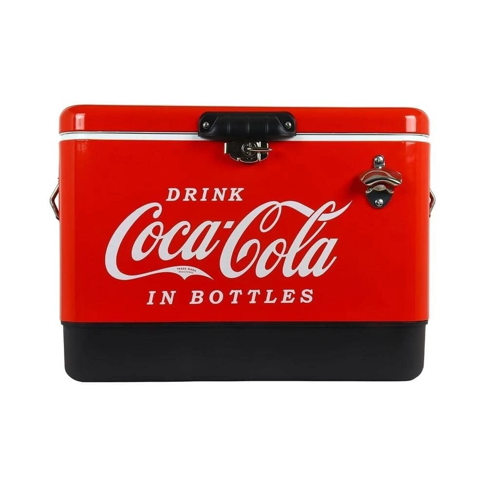 Coca-Cola Ice Chest Beverage Cooler with Bottle Opener, 51L (54 qt.), 85 Can Capacity, Red and Black by Koolatron