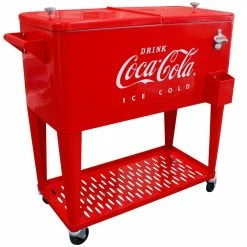 80 Qt Embossed Metal Coca-Cola Cooler with Tray by Leigh Country