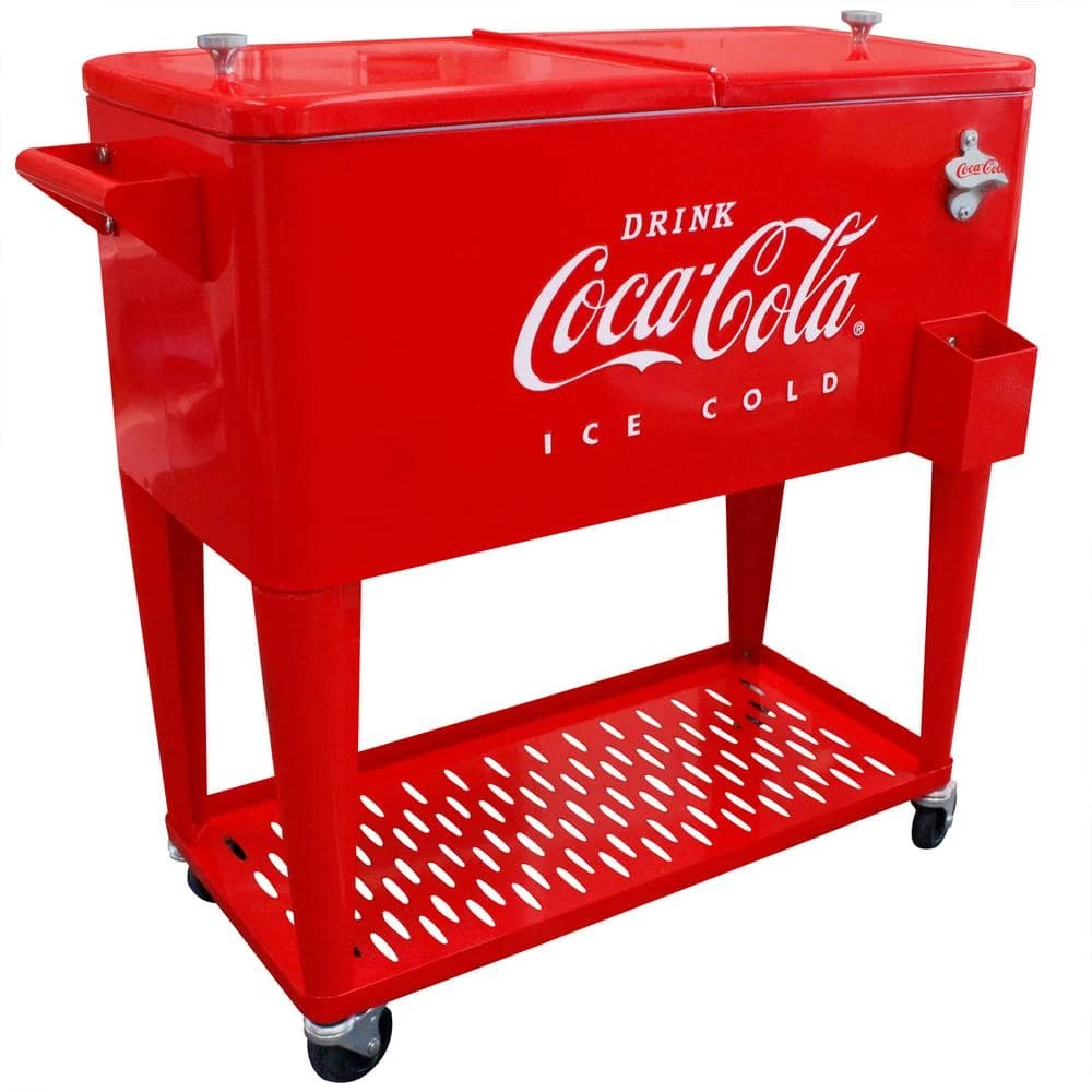80 Qt Embossed Metal Coca-Cola Cooler with Tray by Leigh Country