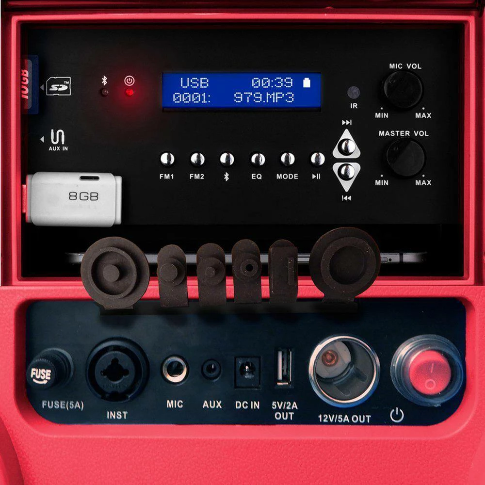 KoolMax 40 Qt. Red Wheeled Cooler, Bluetooth PA System and Power Station by TUNES2GO - Image 4