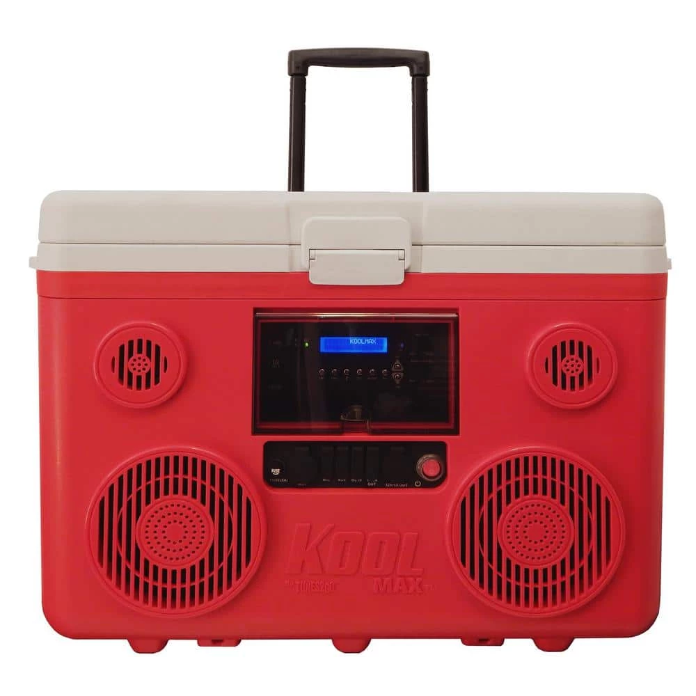 KoolMax 40 Qt. Red Wheeled Cooler, Bluetooth PA System and Power Station by TUNES2GO