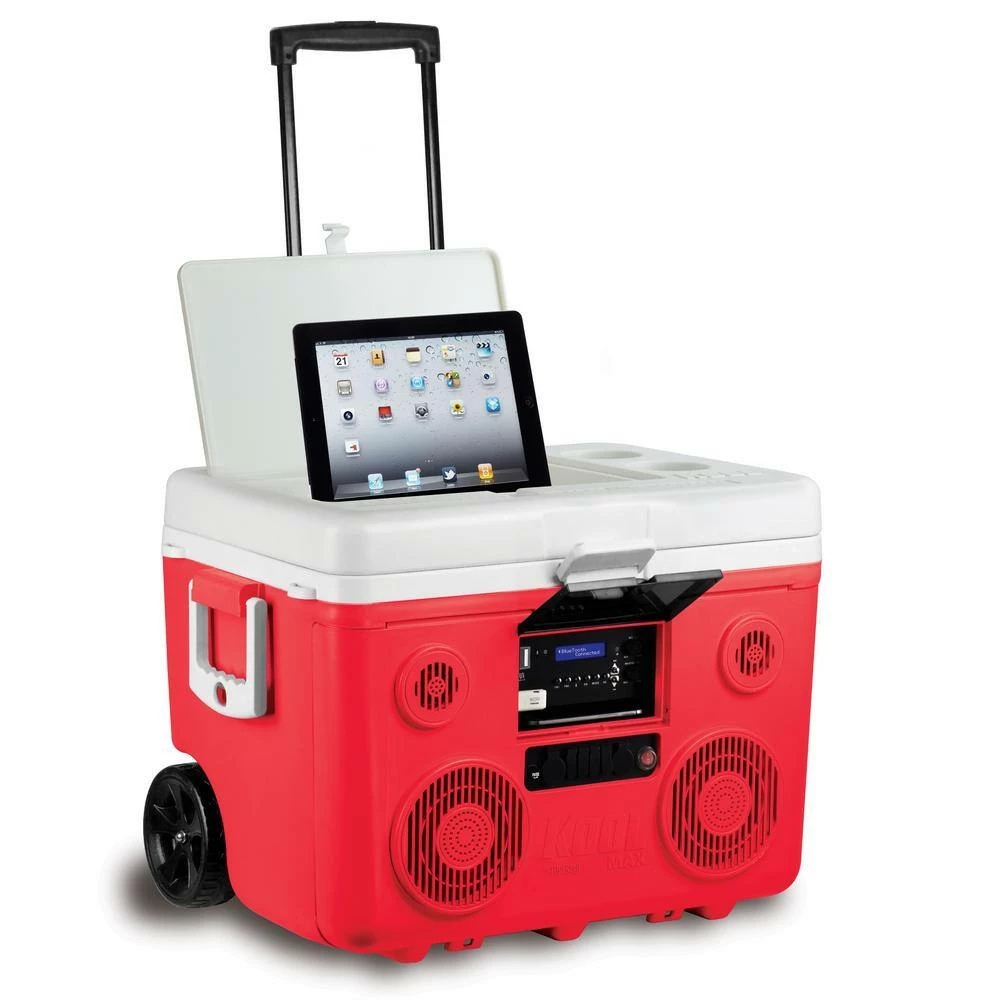 KoolMax 40 Qt. Red Wheeled Cooler, Bluetooth PA System and Power Station by TUNES2GO - Image 3