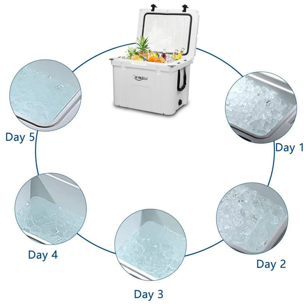 55 qt. Camping Cooler Outdoor Heavy Duty Rotomolded Cooler, Hard Cooler Ice Chest for Hiking, Fishing, Picnic by VINGLI - Image 3