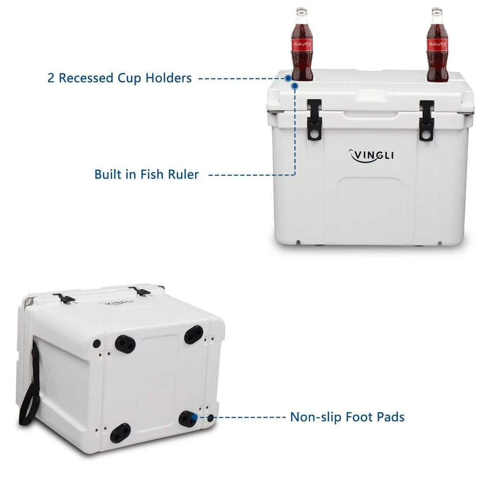 55 qt. Camping Cooler Outdoor Heavy Duty Rotomolded Cooler, Hard Cooler Ice Chest for Hiking, Fishing, Picnic by VINGLI - Image 6