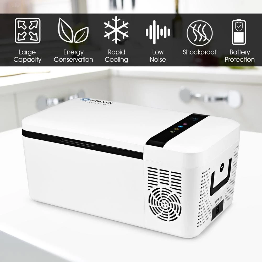16 Quart Portable Car Refrigerator Mini Cooler/Freezer Compressor Camping in White by Costway - Image 5