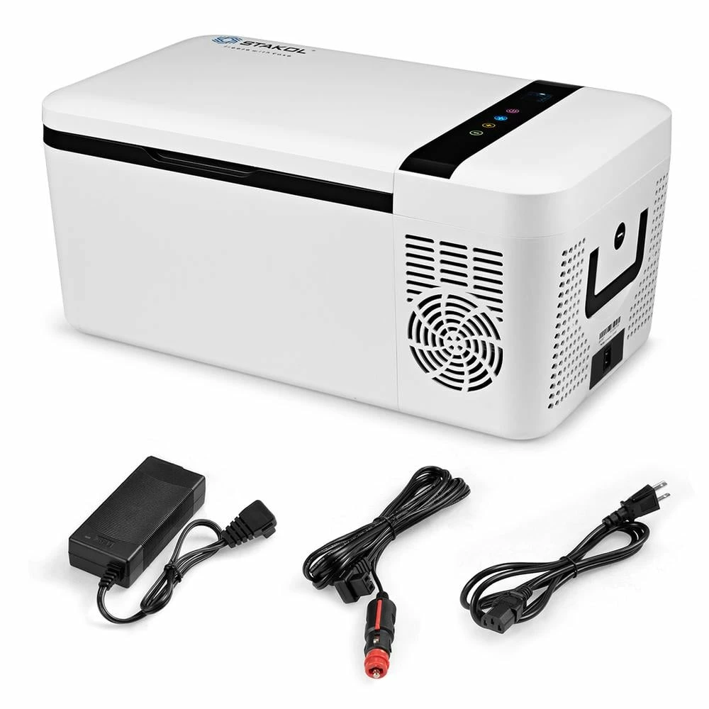 16 Quart Portable Car Refrigerator Mini Cooler/Freezer Compressor Camping in White by Costway
