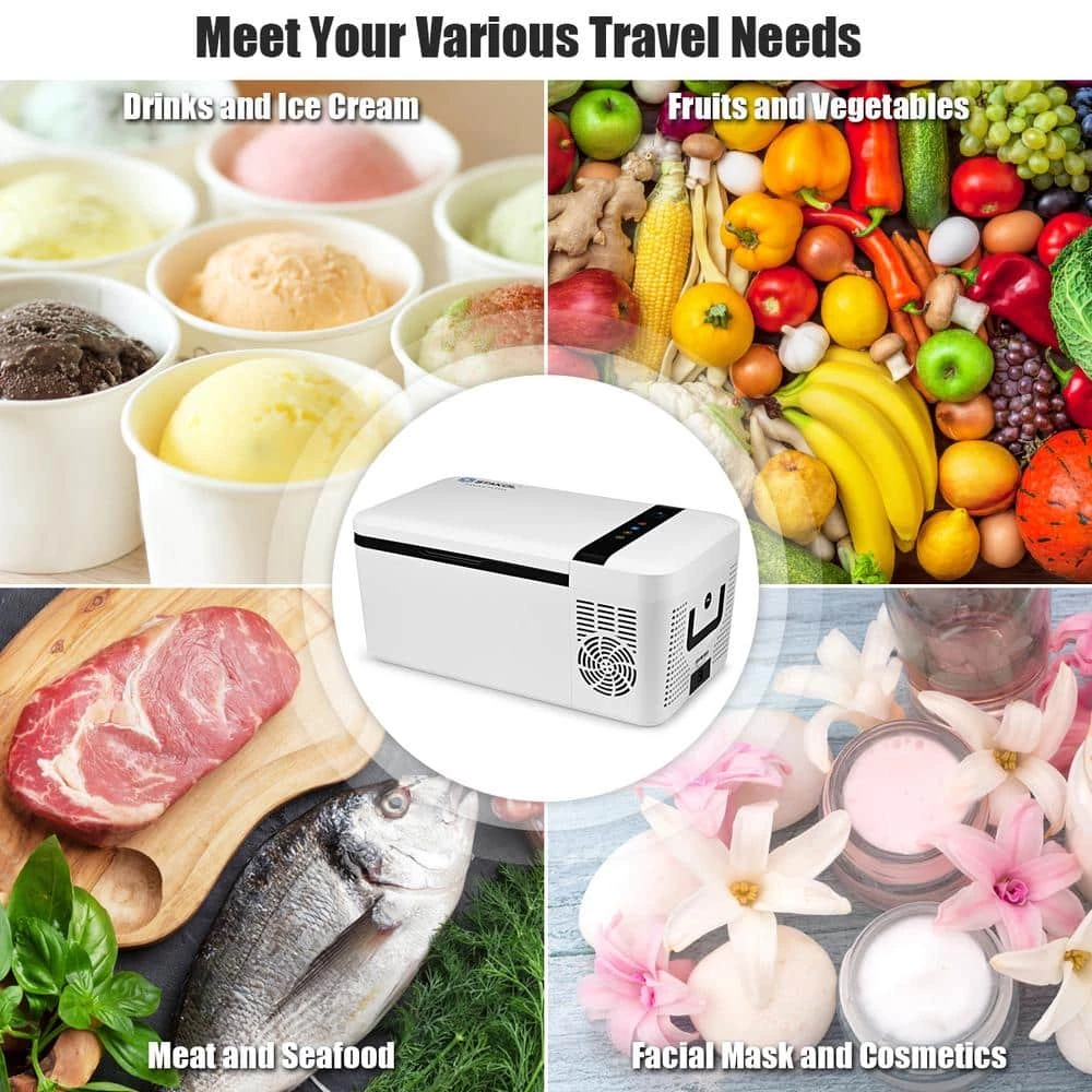 16 Quart Portable Car Refrigerator Mini Cooler/Freezer Compressor Camping in White by Costway - Image 7
