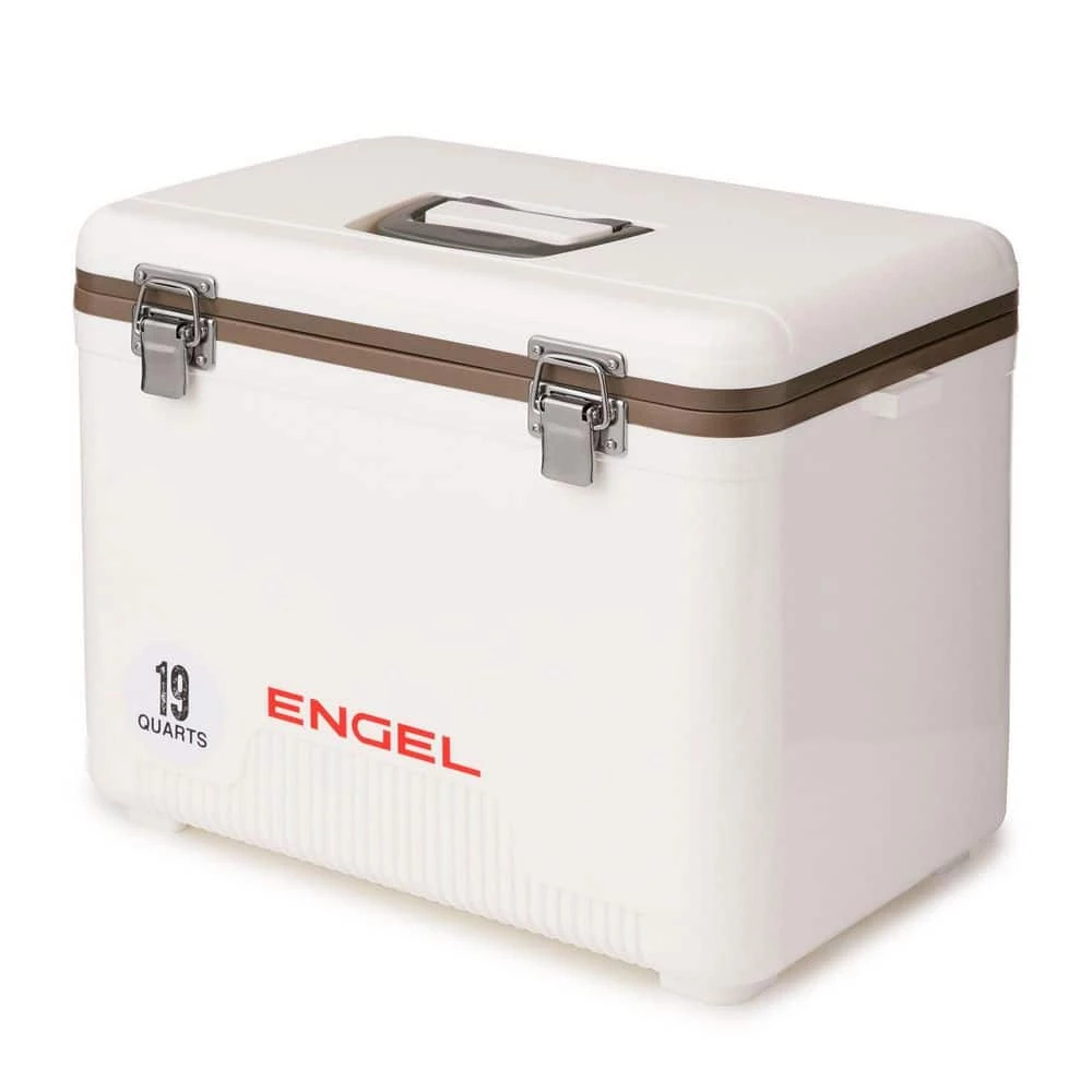 19 qt. Fishing and Kayaking Dry Box Ice Cooler with Shoulder Strap, White by Engel