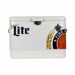 Miller Lite Ice Chest Beverage Cooler with Bottle Opener 51L (54 qt.) 85 Can Capacity White and Blue by Koolatron
