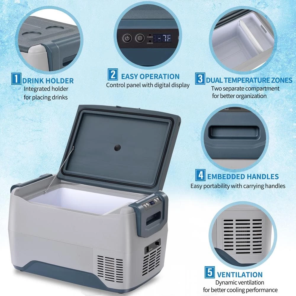 37 Qt. Portable Smart Chest Cooler Portable Refrigerator with Control Switch and Mobile Control by Tidoin - Image 5