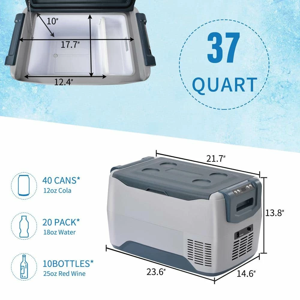 37 Qt. Portable Smart Chest Cooler Portable Refrigerator with Control Switch and Mobile Control by Tidoin - Image 2