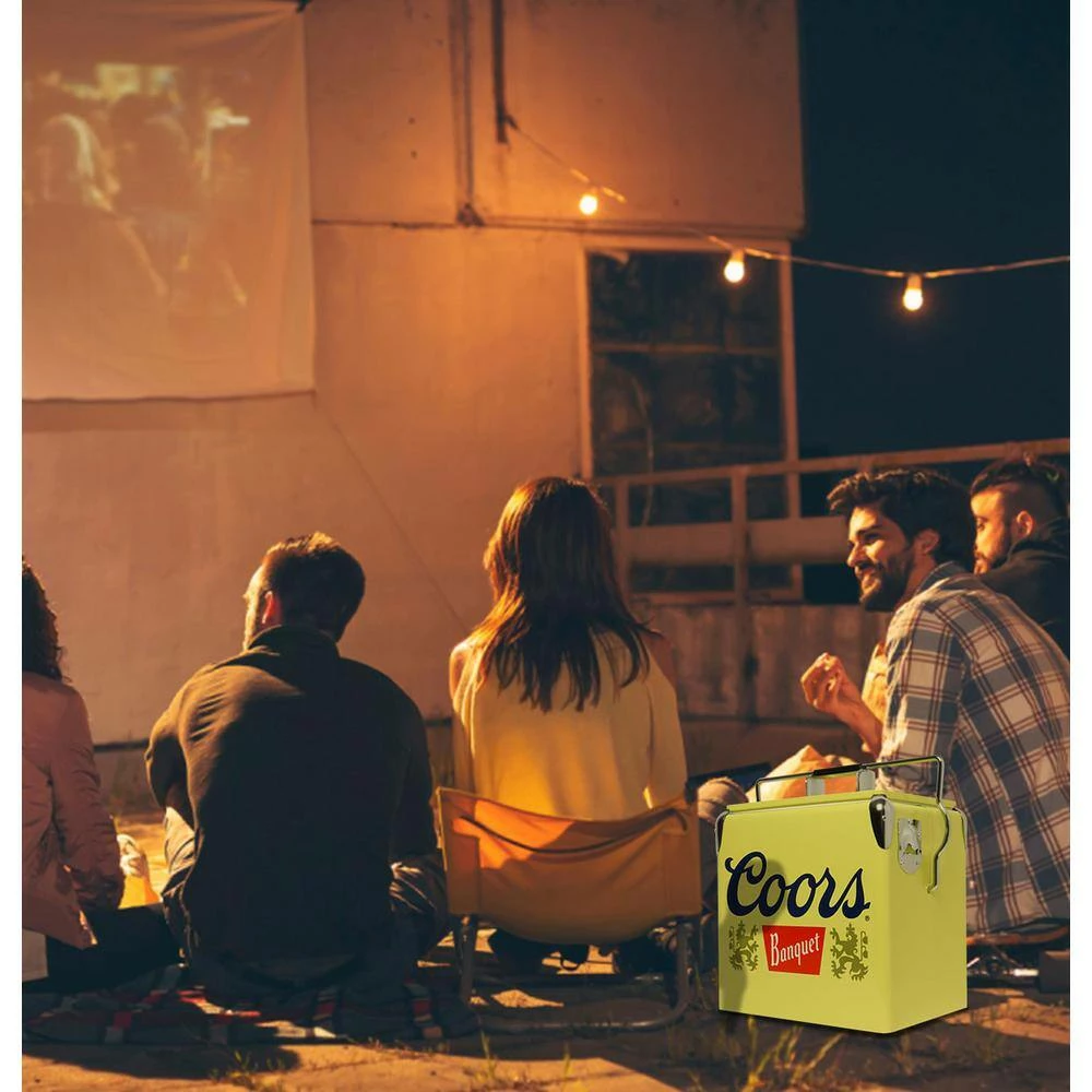 Coors Banquet Retro Ice Chest Beverage Cooler with Bottle Opener 13L (14 qt.) 18 Can, Yellow and Silver by Koolatron - Image 2