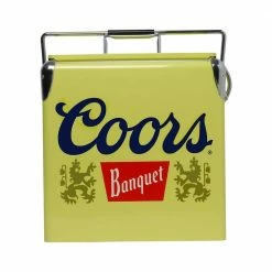 Coors Banquet Retro Ice Chest Beverage Cooler with Bottle Opener 13L (14 qt.) 18 Can, Yellow and Silver by Koolatron